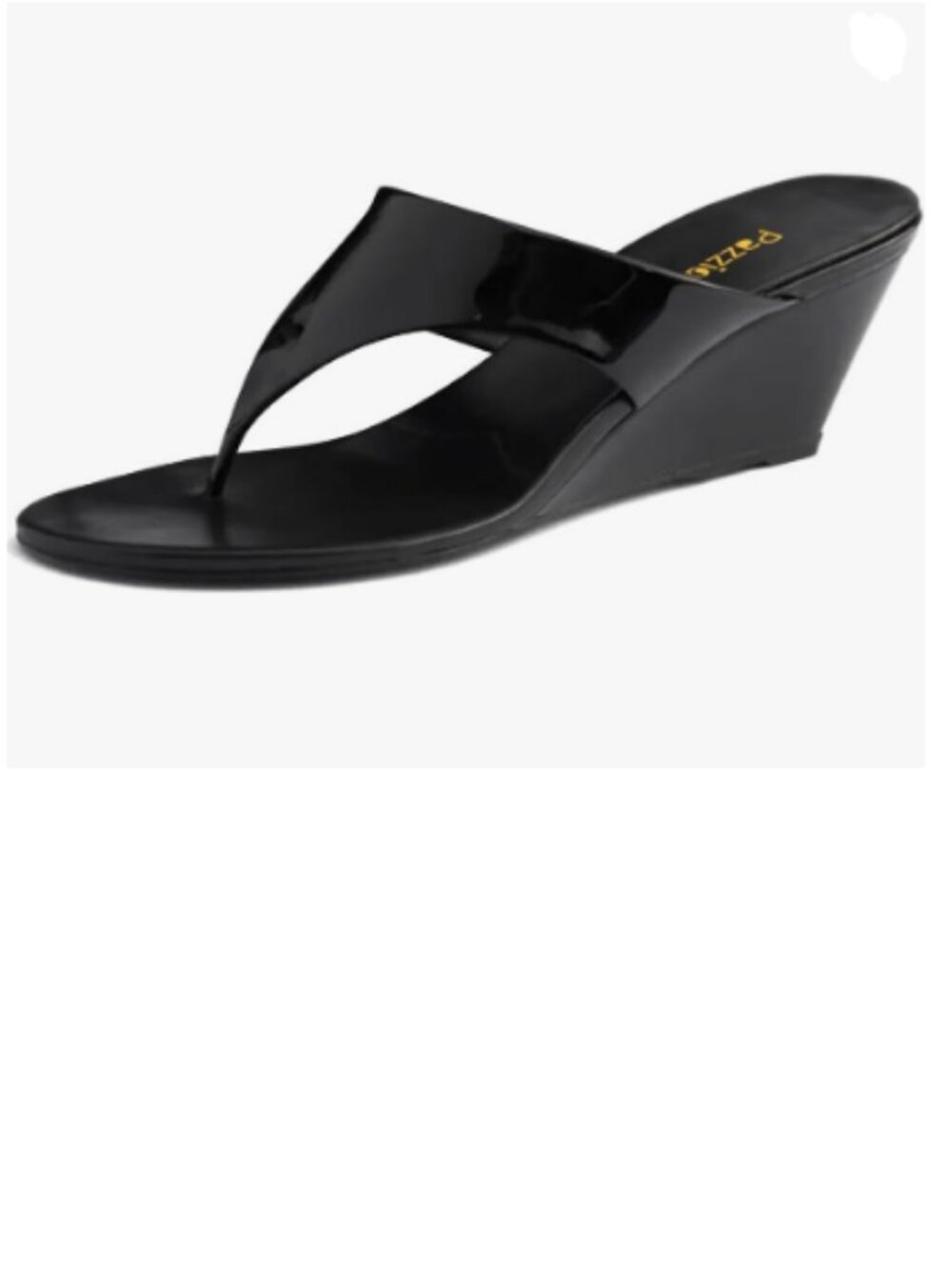 Pazzion Black Open Toe Flip Flop Sandals Slip on Wedge Mid Heel Thong Mules